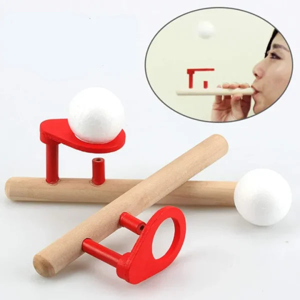 Wooden Floating Blowing Pipe Game Ball - Mix Bazar