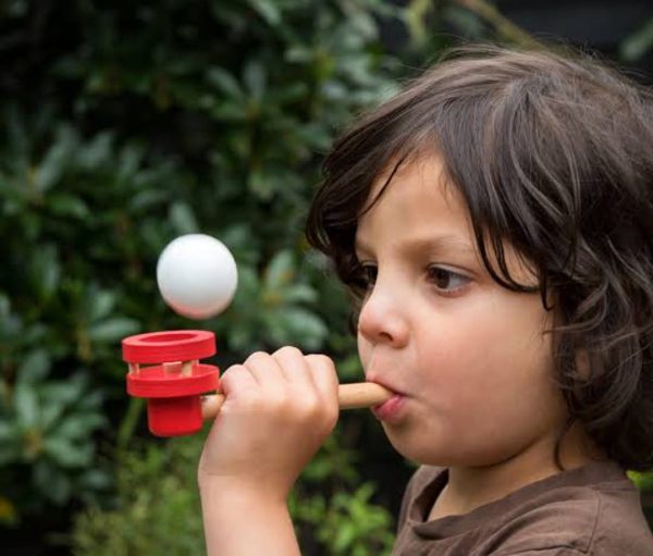 Wooden Floating Blowing Pipe Game Ball - Mix Bazar