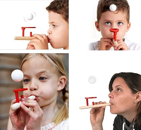Wooden Floating Blowing Pipe Game Ball Mix Bazar