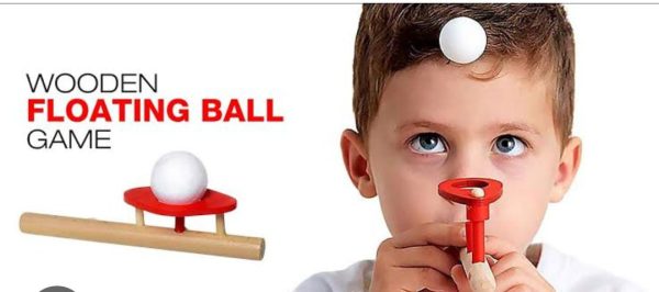 Wooden Floating Blowing Pipe Game Ball - Mix Bazar