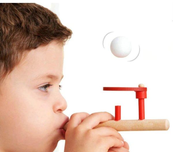 Wooden Floating Blowing Pipe Game Ball - Mix Bazar