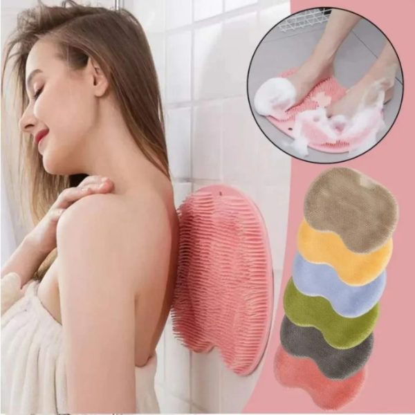 Shower Foot & Back Scrubber Mat, Wall Stick Suction Silicone Bathroom Scrubber (random color) Mix Bazar