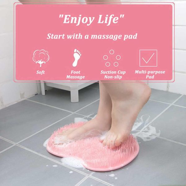 Shower Foot & Back Scrubber Mat, Wall Stick Suction Silicone Bathroom Scrubber (random color) Mix Bazar