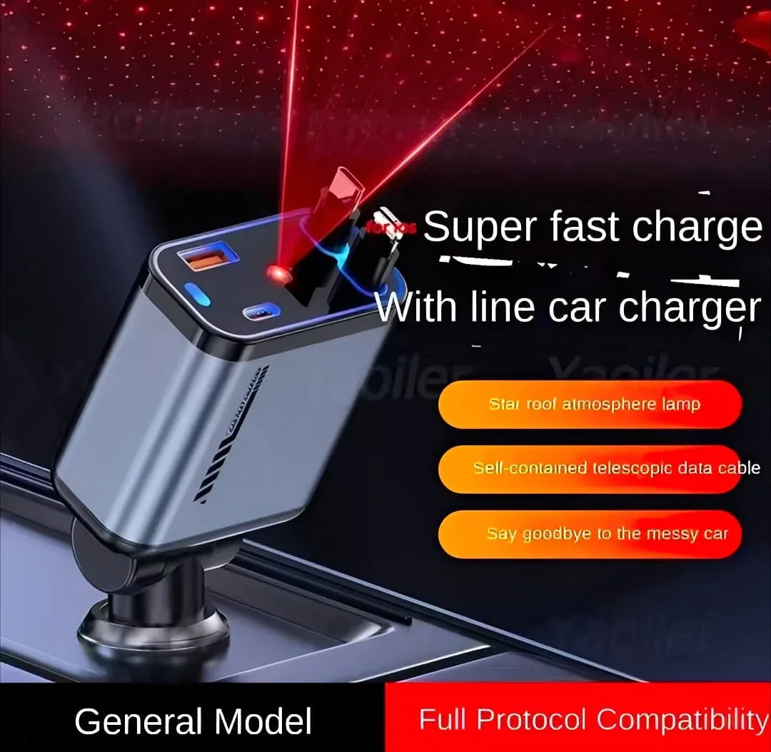 C6 4-in-1 Car Charger  Super Fast Charging + Star Light