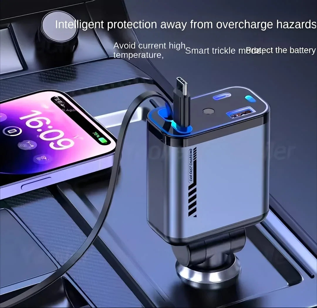 C6 4-in-1 Car Charger  Super Fast Charging + Star Light