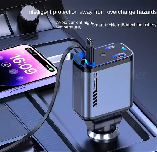 C6 4-in-1 Car Charger  Super Fast Charging + Star Light