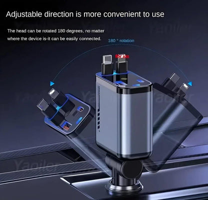Rotatable car charger with multiple USB ports and 180-degree adjustable head