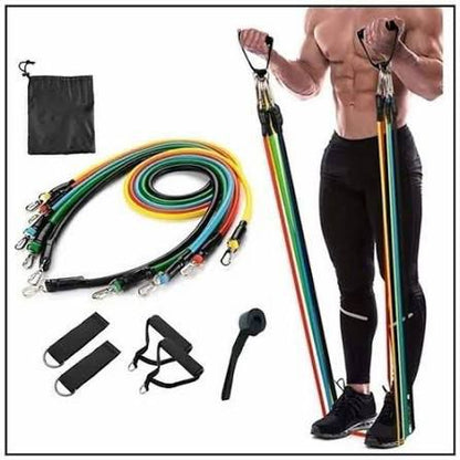 11Pcs Power Resistance Bands Set – Complete Home Gym Kit (Imported)