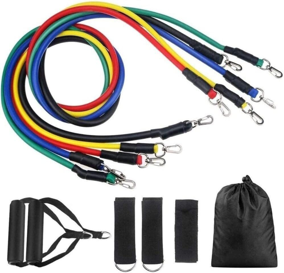 11Pcs Power Resistance Bands Set – Complete Home Gym Kit (Imported)