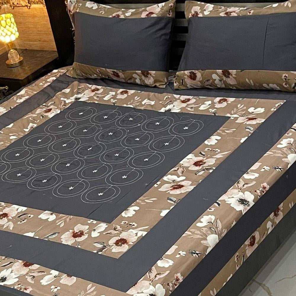 3 Pcs Cotton Sotton Patchwork Double Bedsheet