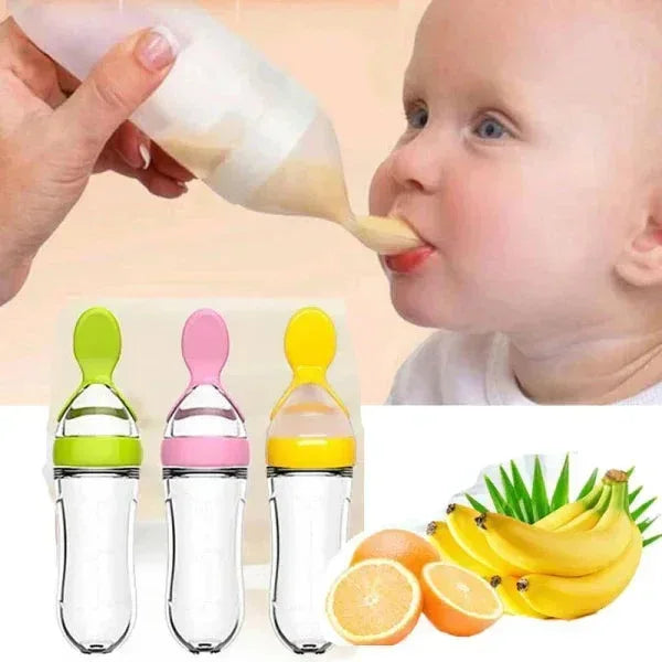 Baby Spoon Feeder - Soft Silicone Self-Feeding Training Spoon for Infants - Mix Bazar