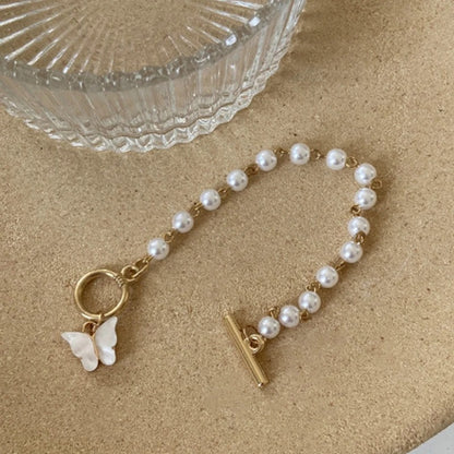 Elegant Pearl Tassel Butterfly Bracelet