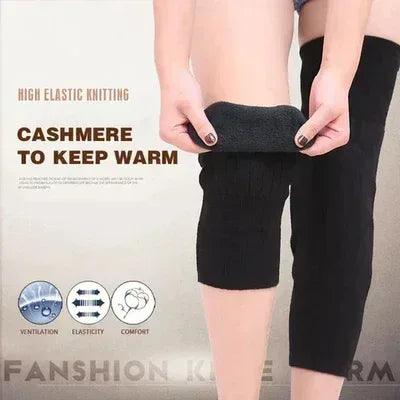 Black high elastic knitting cashmere knee warmer for women
