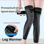 Adjustable pressurized sports knee pads and leg warmers with anti-slip straps