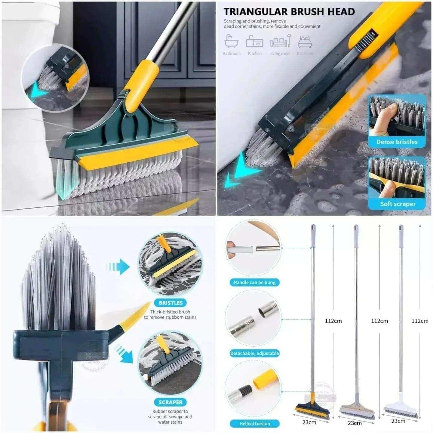 2-in-1 Broom Wiper - Dual Purpose Floor & Window Cleaning Tool - Mix Bazar