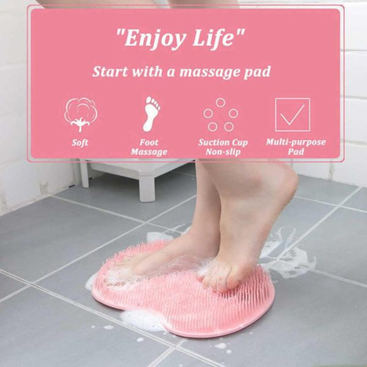Shower Foot & Back Scrubber Mat, Wall Stick Suction Silicone Bathroom Scrubber (random color) Mix Bazar